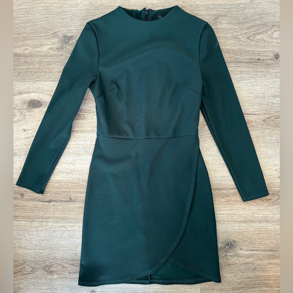 Topshop Long Sleeve Mini Dress Forest Green
